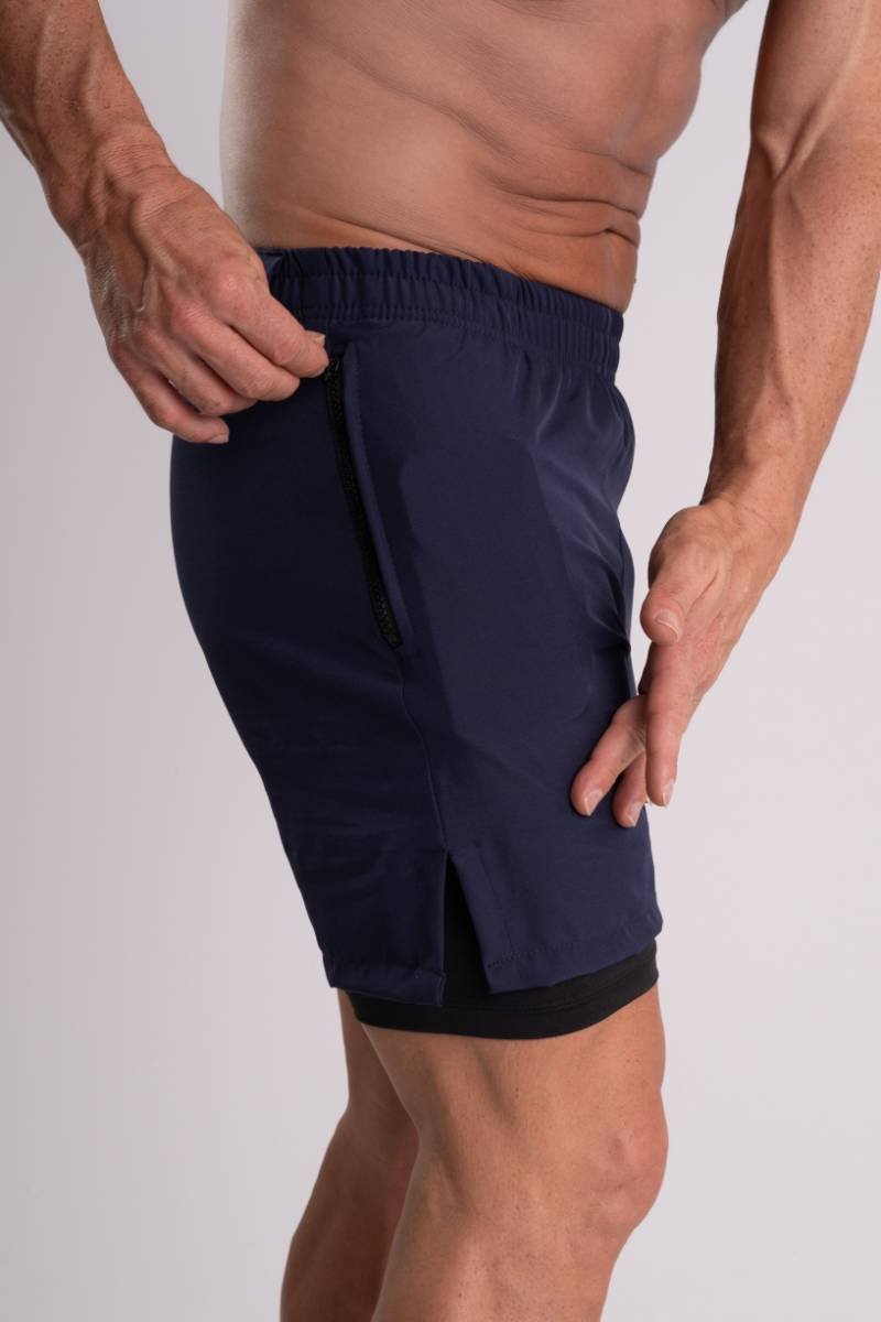 Shorts de Tactel com Compressão Dual Force – Coleção High School Azul — foto 4