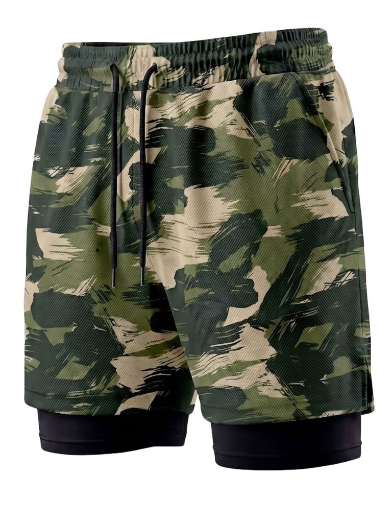 Shorts 2 em 1 Dry Fit Camuflado – Black White Sports - Edição Limitada
