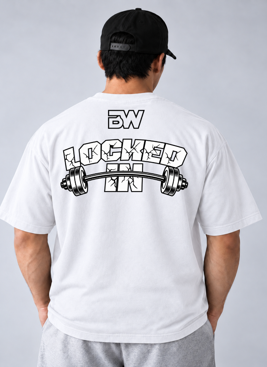 Camiseta Oversized Locked In BW Preto — foto 2