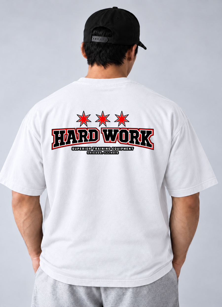 Camiseta Oversized Hard Work Estrela Branco — foto 2