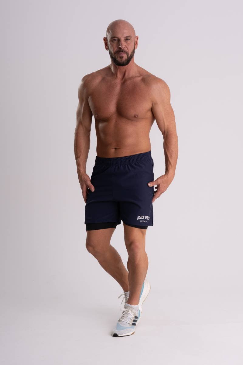 Shorts de Tactel com Compressão Dual Force – Coleção High School Azul — foto 5