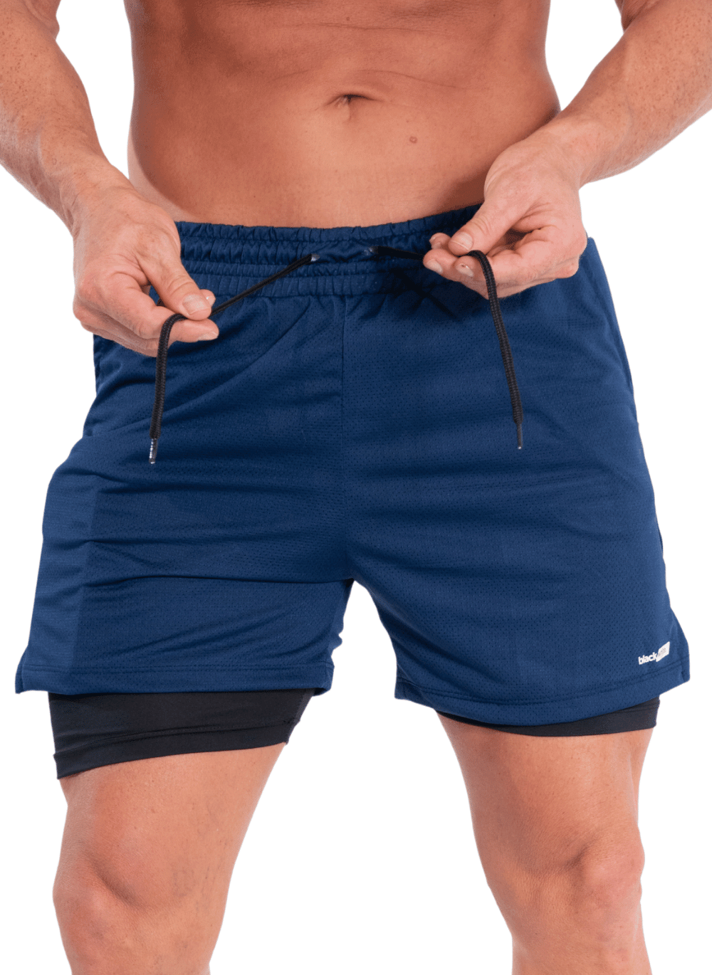 Shorts Compressão 2 em 1 Black White Sports Azul — foto 2