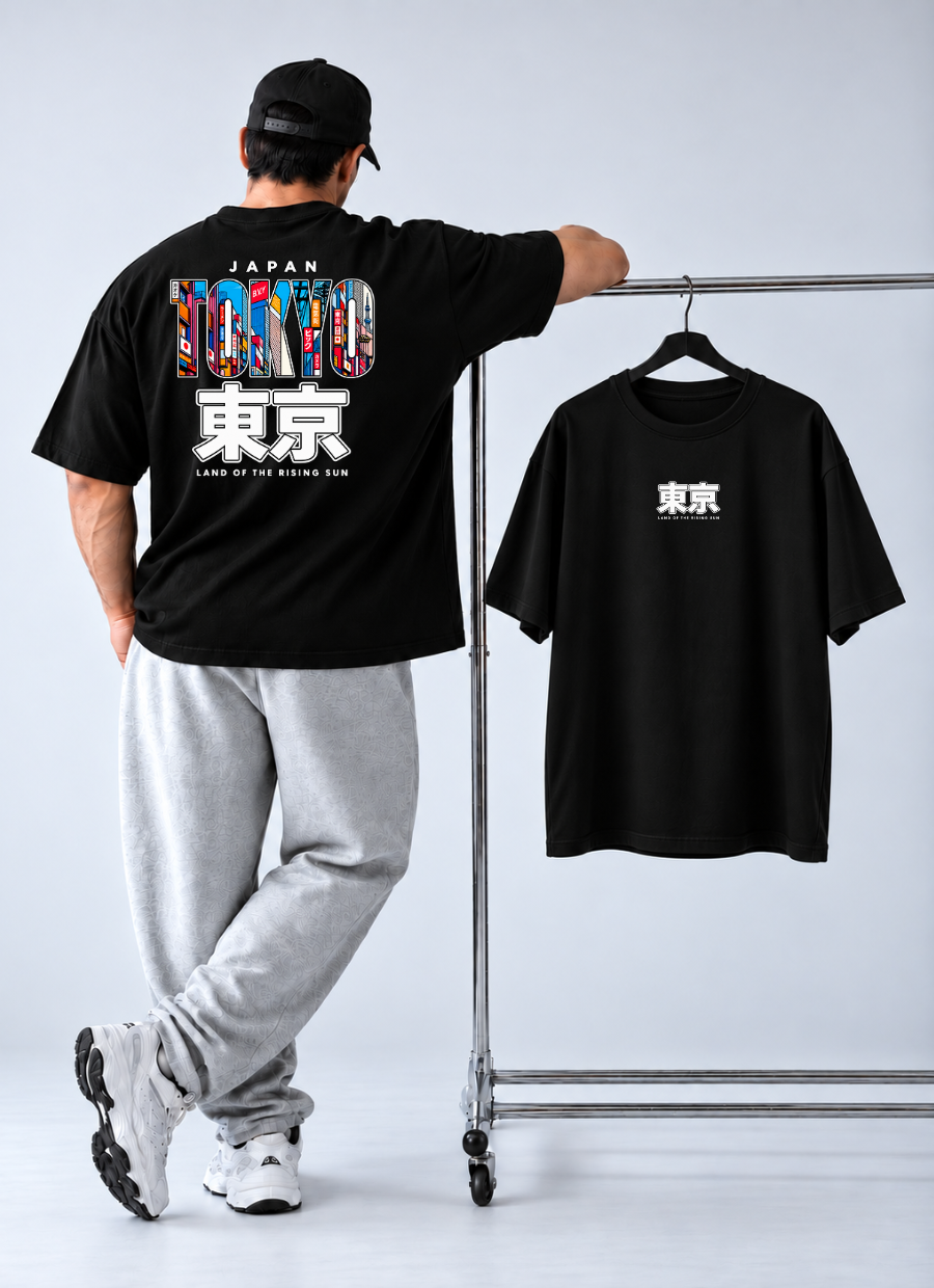 Camiseta Oversized Japan Tokio Preto — foto 3