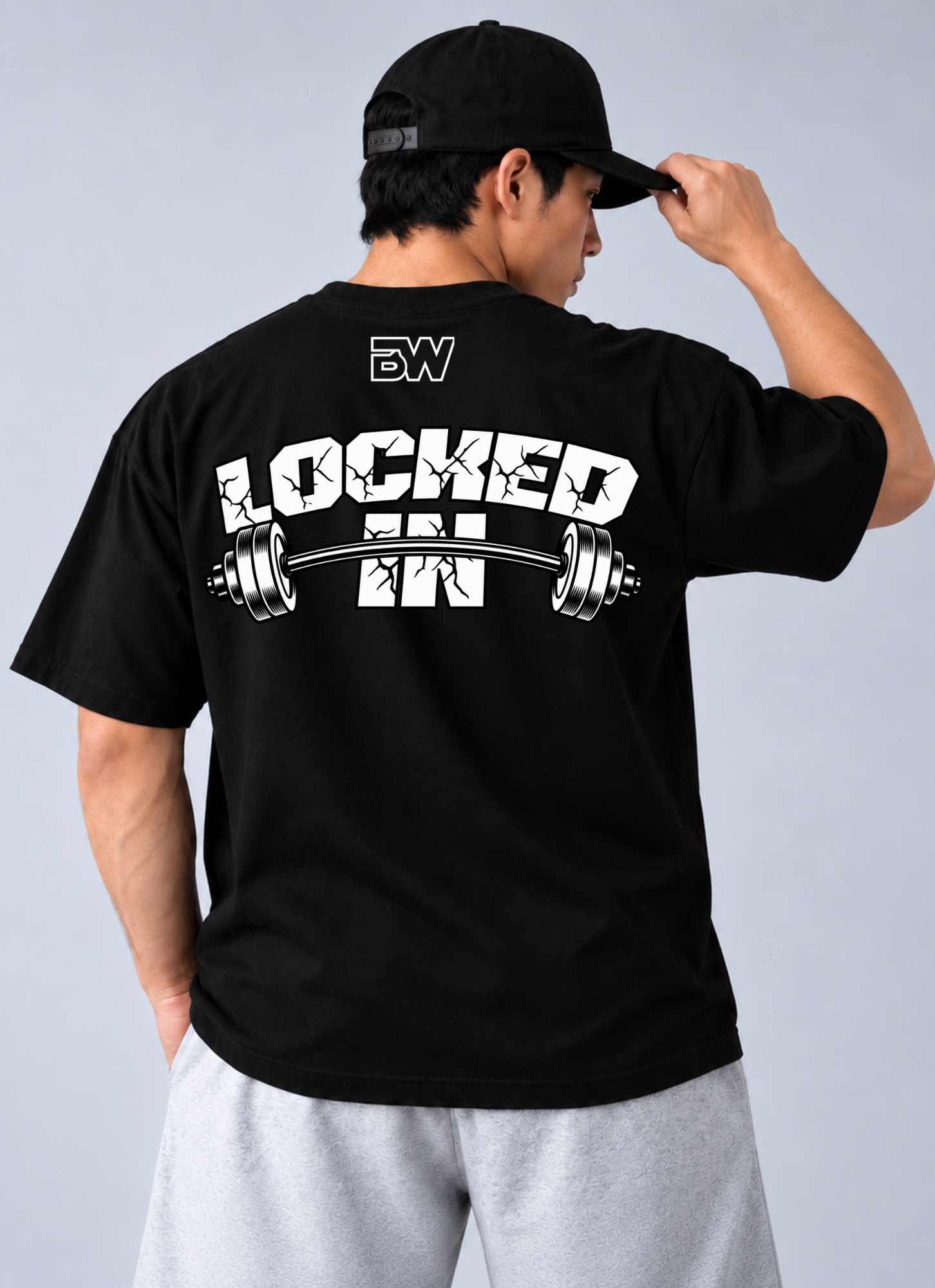 Camiseta Oversized Locked In BW Preto — foto 1