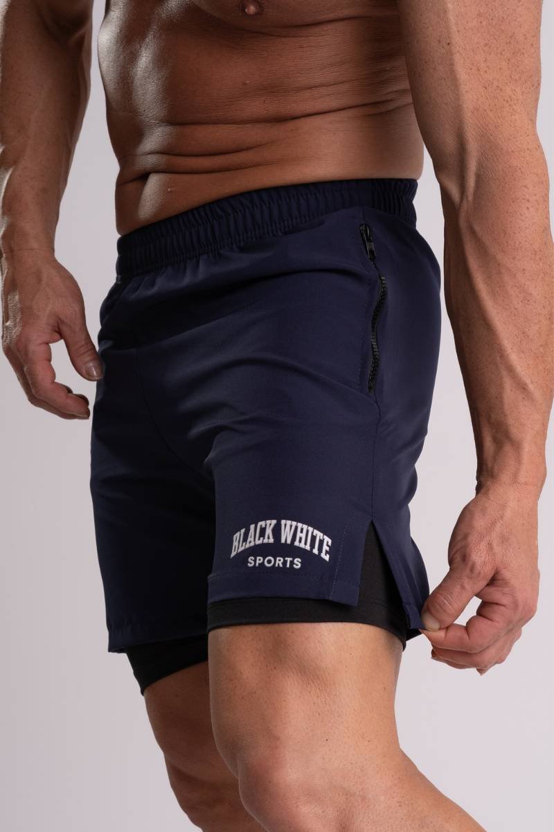 Shorts de Tactel com Compressão Dual Force – Coleção High School Azul — foto 3