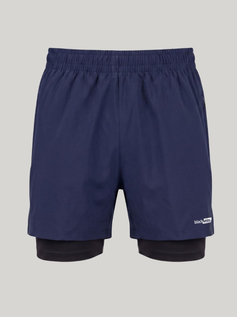 Shorts de Tactel com Compressão Dual Force - Black White Sport Azul — foto 2