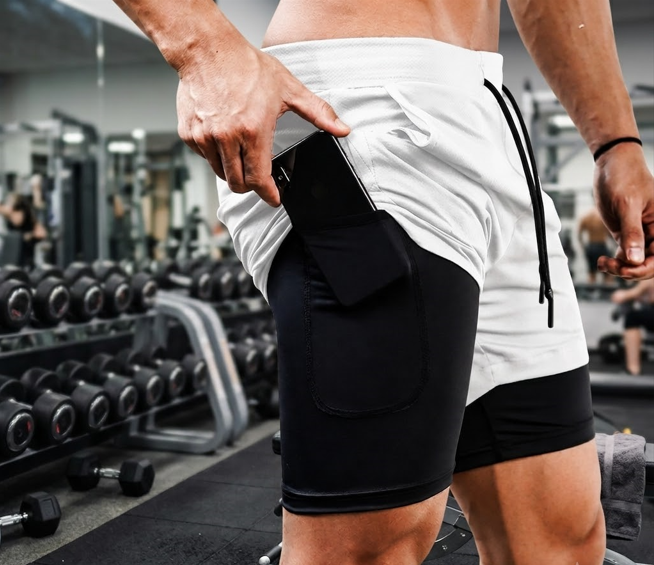 Shorts Compressão 2 em 1 Black White Sports Azul — foto 8
