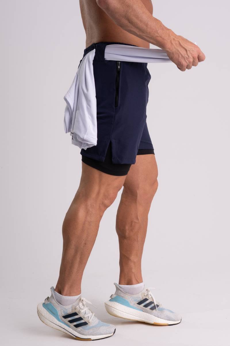Shorts de Tactel com Compressão Dual Force – Coleção High School Azul — foto 10